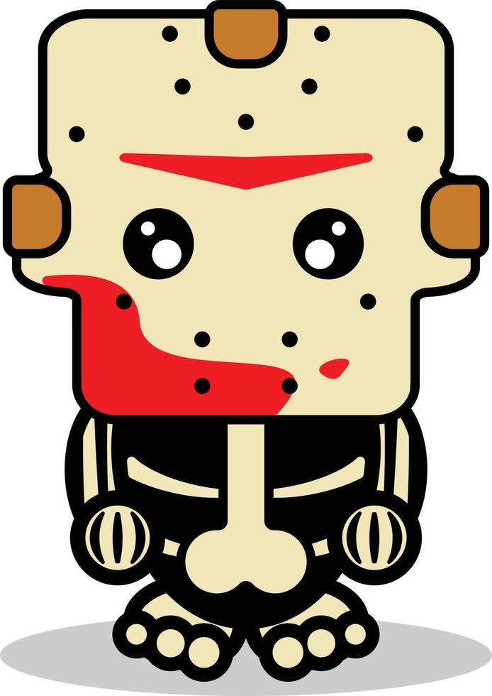 cute jason voorhees bone mascot character cartoon vector illustration