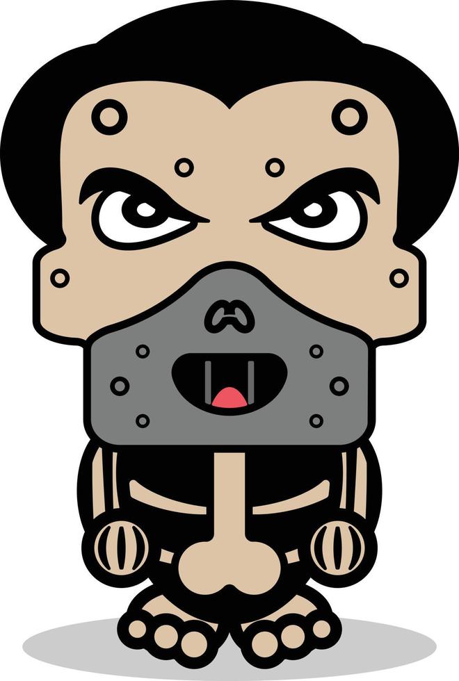 cute hannibal lecter bone mascot character cartoon vector illustration