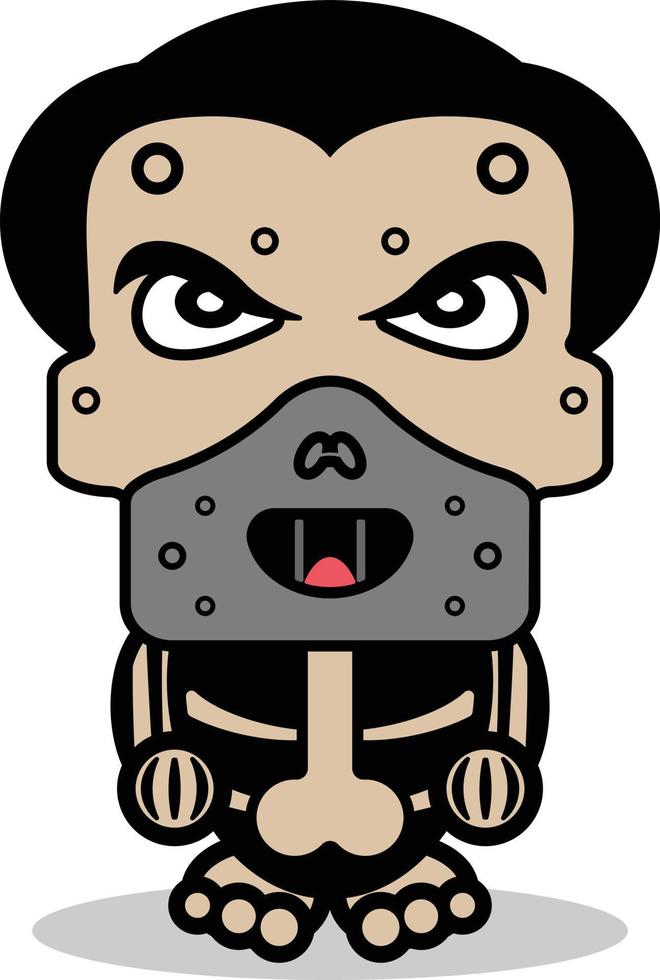 cute hannibal lecter bone mascot character cartoon vector illustration