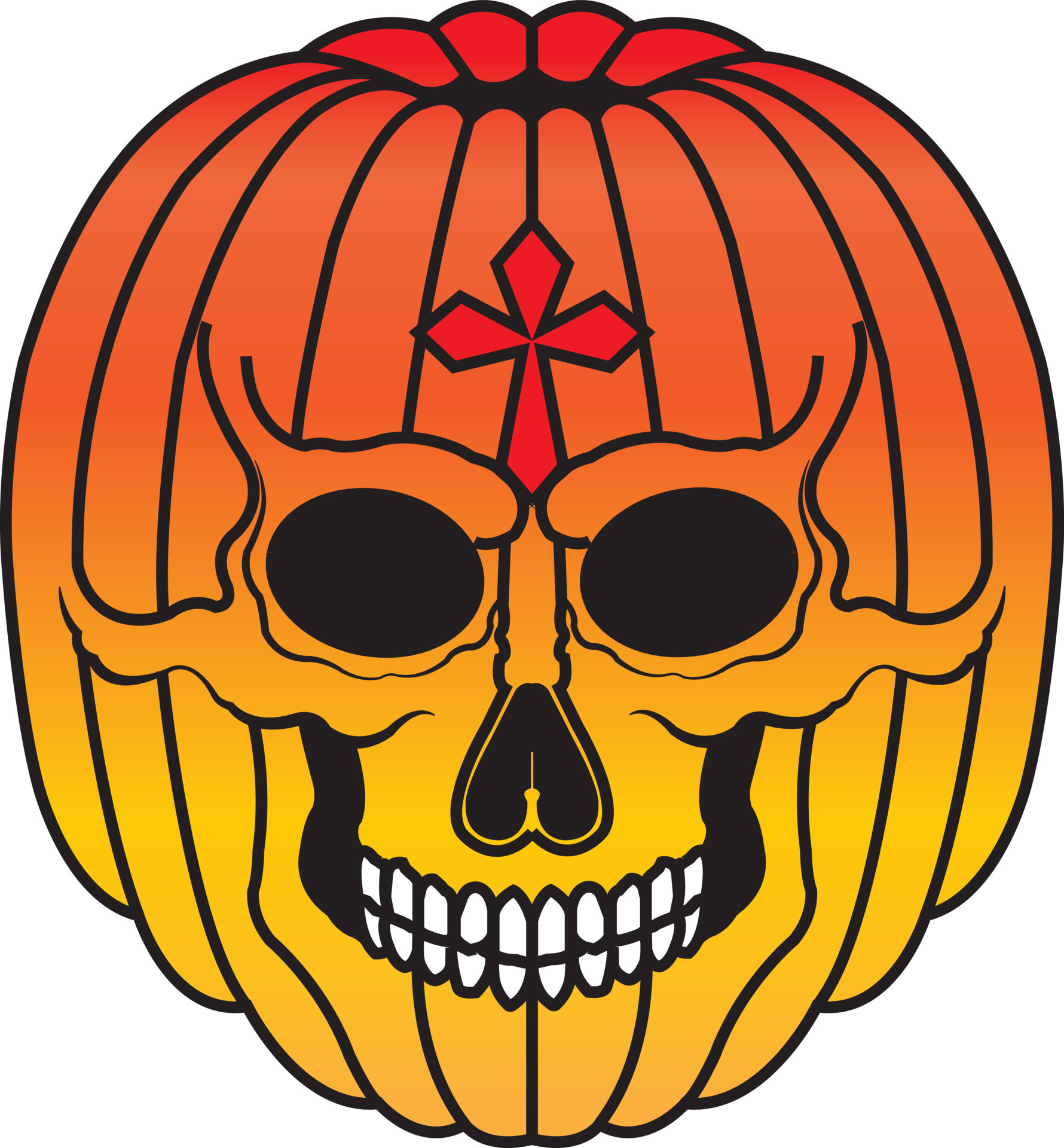 Art surreal pumpkin skull halloween.Hand drawing amd make graphic