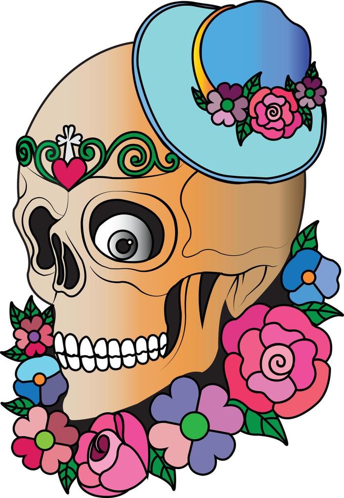 calavera de arte dia de muertos. dibujo a mano y hacer vector gráfico.  10891205 Vector en Vecteezy