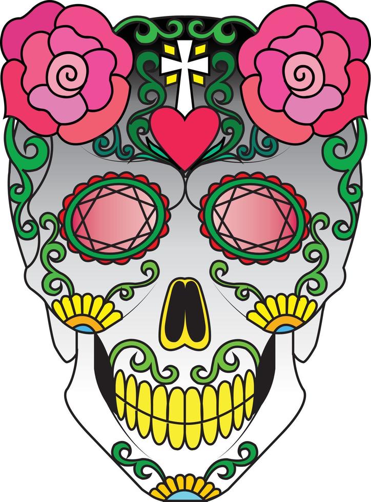 calavera de arte dia de muertos. dibujo a mano y hacer vector gráfico.