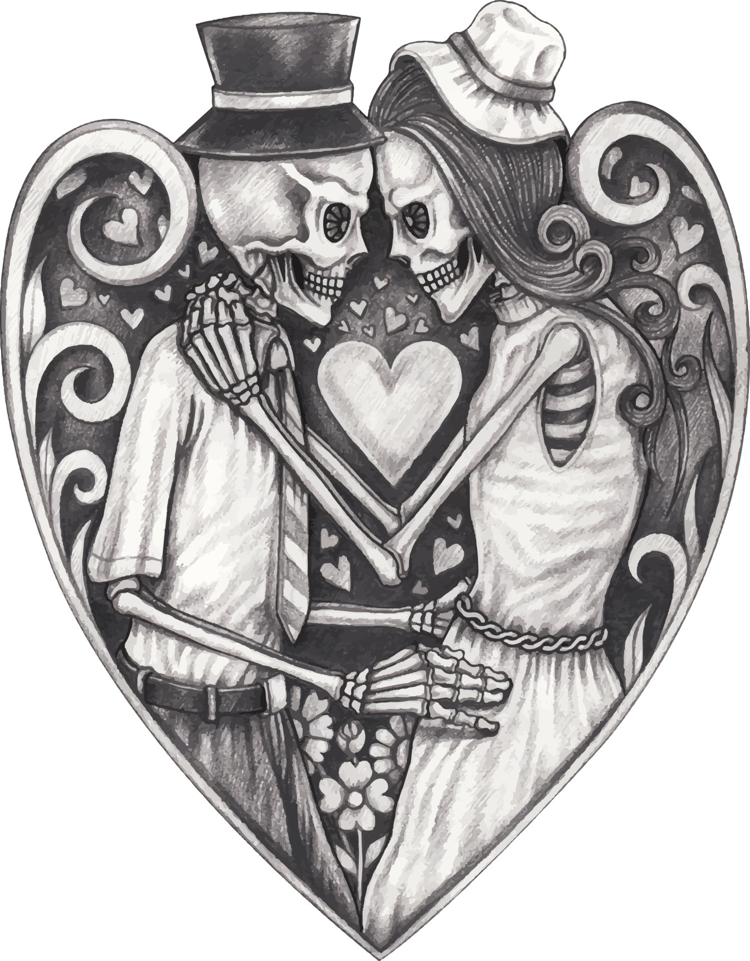 Sketches and Drawings : Romantic couple - Pencil drawing