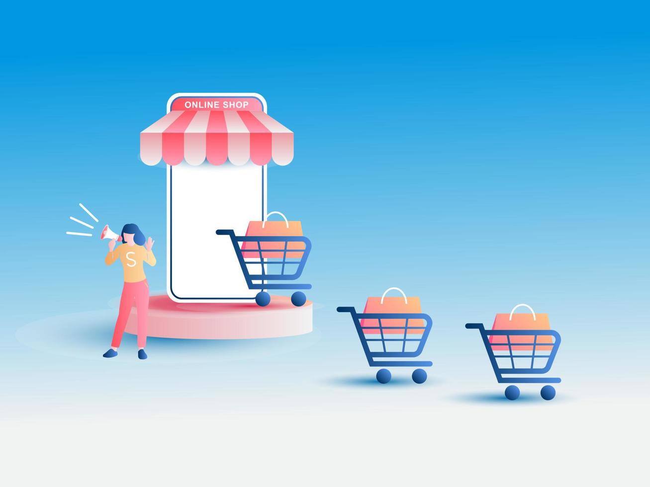 Shopping online big sale vector