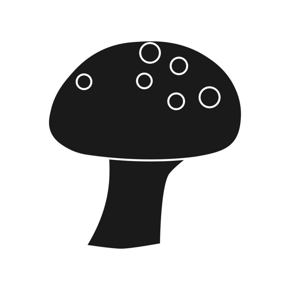 Mushroom vector illustration icon fungus solid black. Nature art plant isolated white and forest design doodle symbol