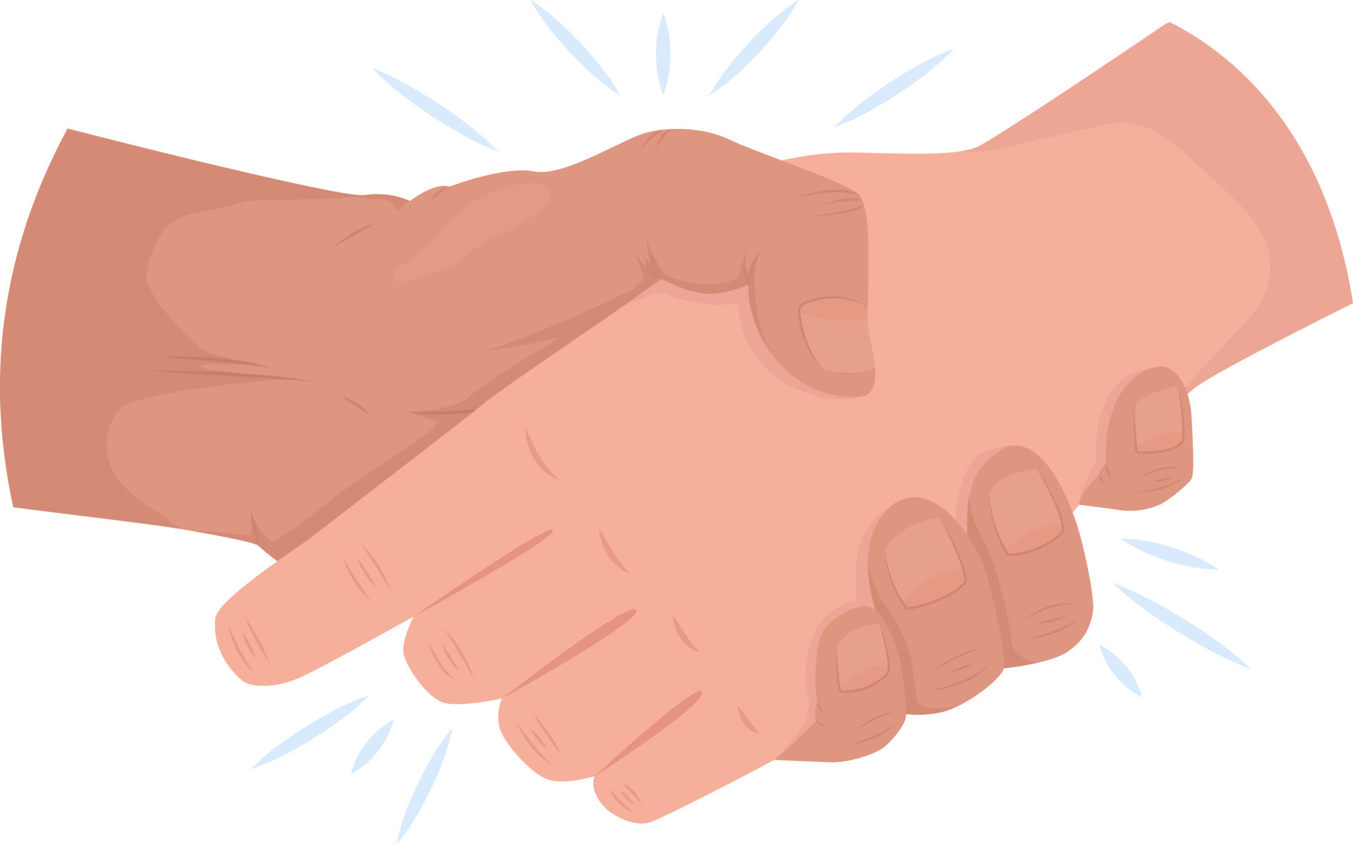 Despedida de saludo gesto de mano vectorial de color semiplano
