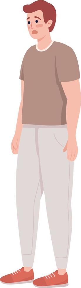 Shocker young man semi flat color vector character. Editable figure. Full body person on white. Frightening situation simple cartoon style illustration for web graphic design and animation