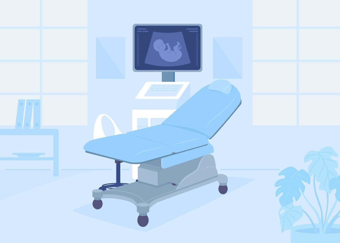 Ultrasound machine for pregnancy flat color vector illustration