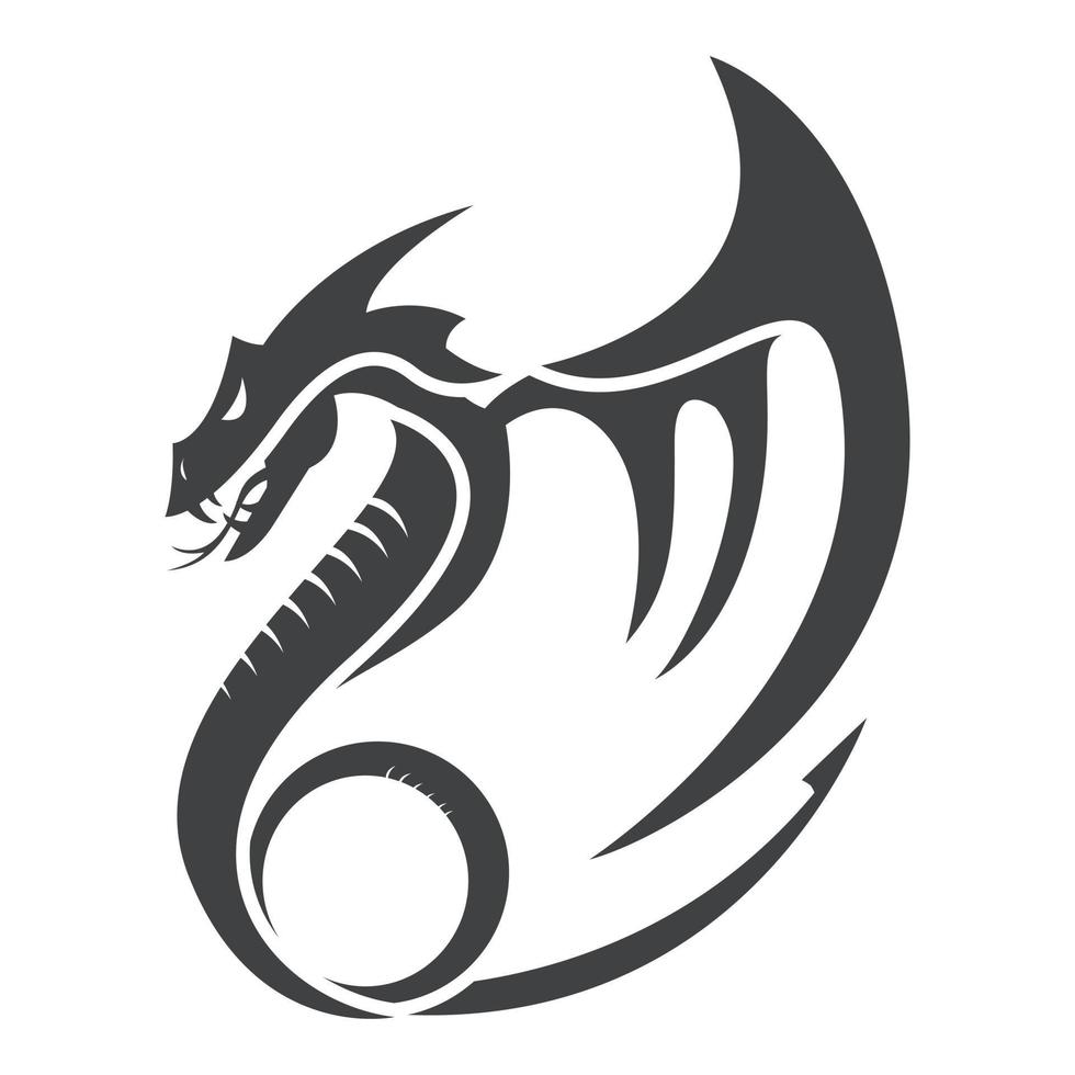 diseños de logotipos de ilustraciones de vectores de dragones planos simples