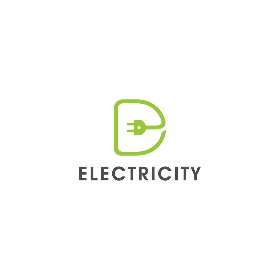 diseño del logotipo del vector del enchufe de electricidad de la letra d. diseño de logotipo de potencia, diseño de logotipo de stock