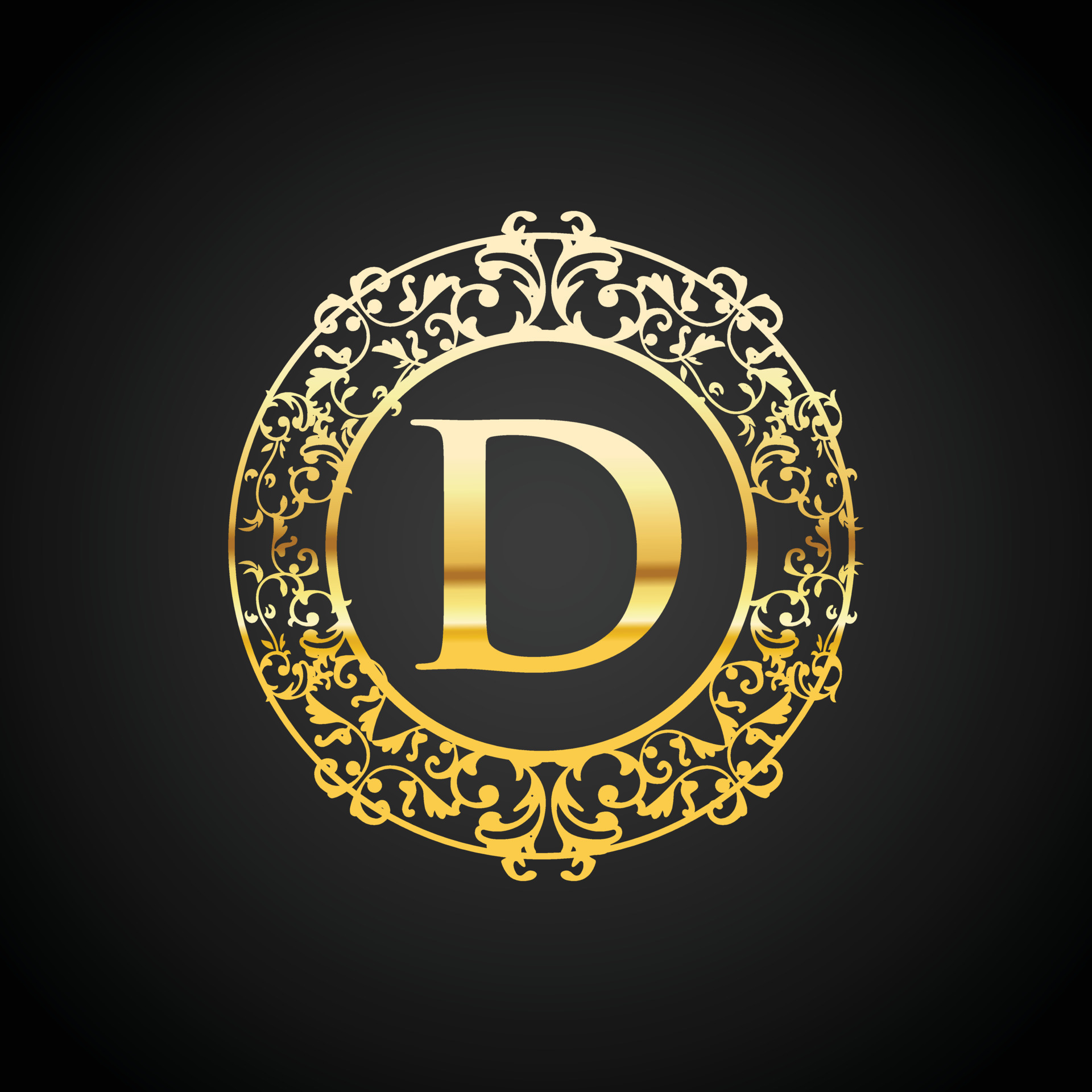 Letter D gold luxury vintage ornament logo design 10891753 Vector Art
