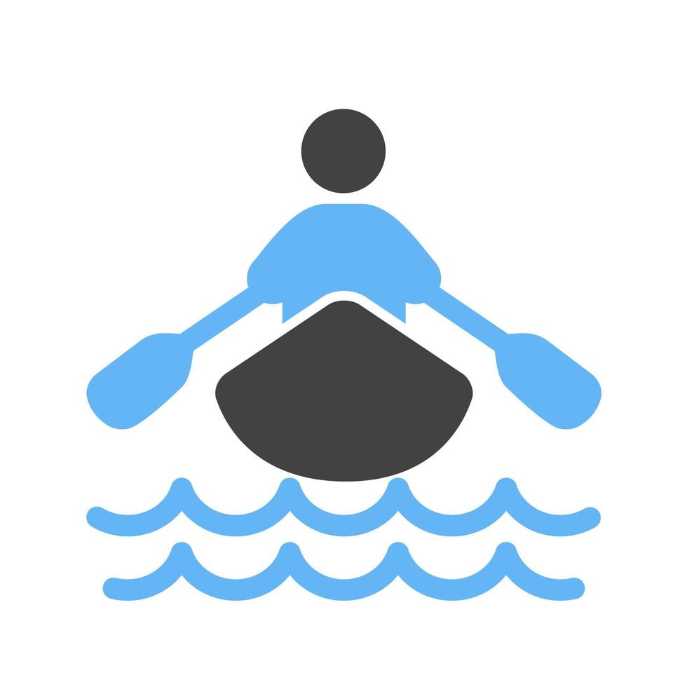 Rowing Person Glyph Blue and Black Icon vector