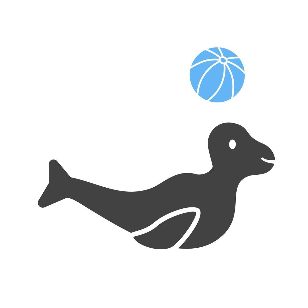 Sea Dog Performing Glyph Blue and Black Icon vector