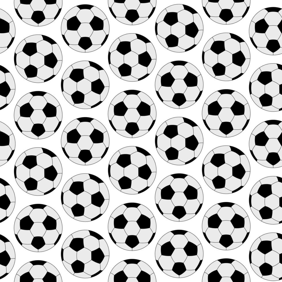 Soccer ball. Seamless vector pattern. Isolated colorless background. Cartoon style. Repeating sports ornament. Balls background. Sports equipment for the championship. Idea for web design.