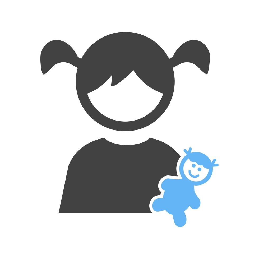 Playing with Doll Glyph Blue and Black Icon vector