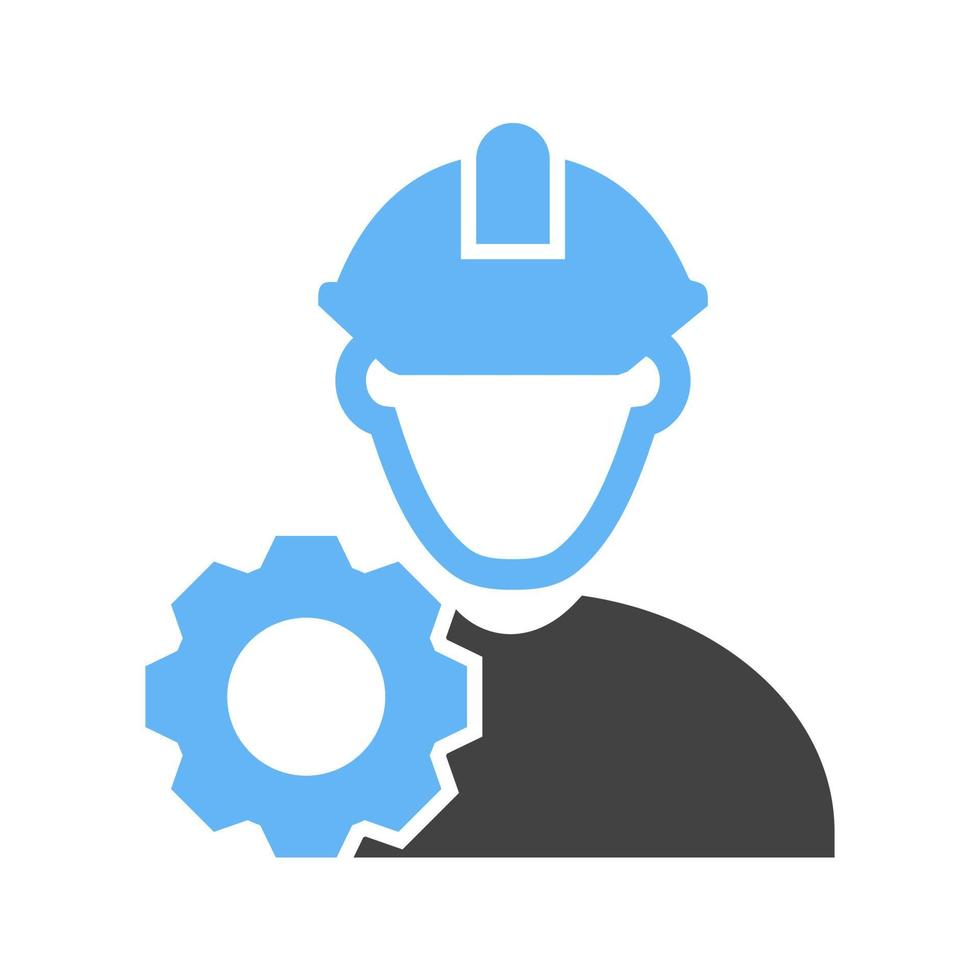 ingeniero glifo icono azul y negro vector