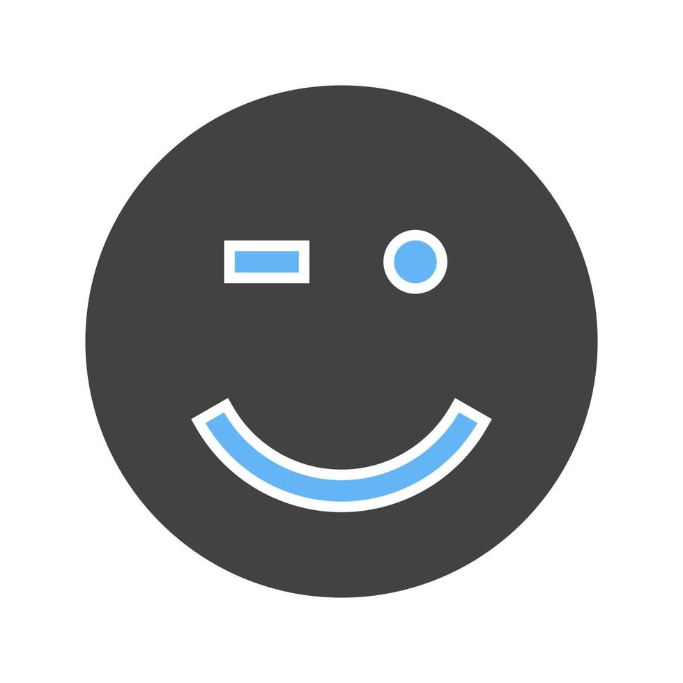 Winking Glyph Blue and Black Icon vector