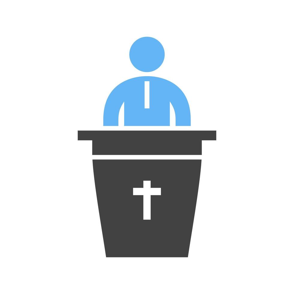 Speaking on Funeral Glyph Blue and Black Icon vector