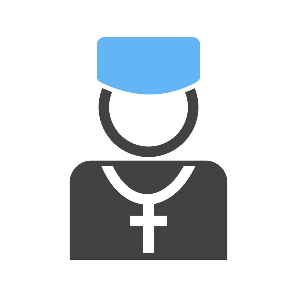 Priest Glyph Blue and Black Icon vector