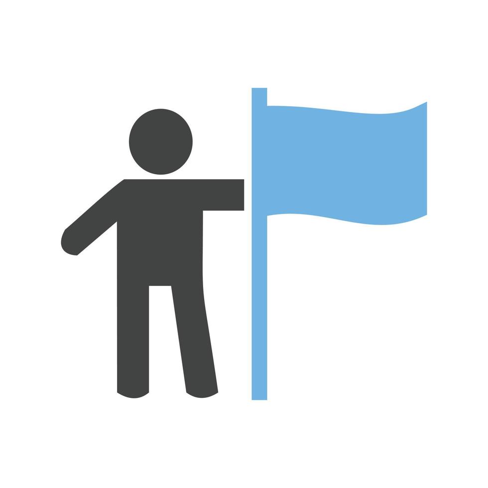 Man setting Flag Glyph Blue and Black Icon vector