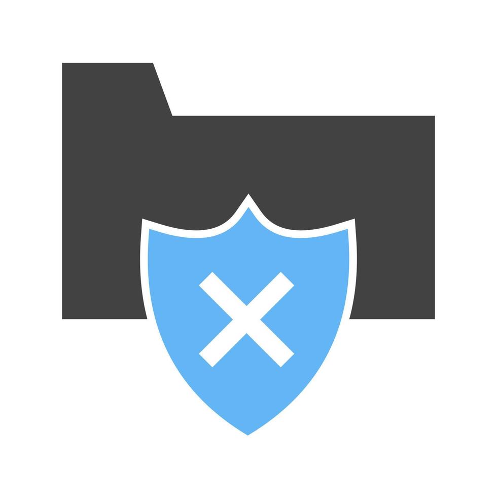 Vulnerable Folder Glyph Blue and Black Icon vector