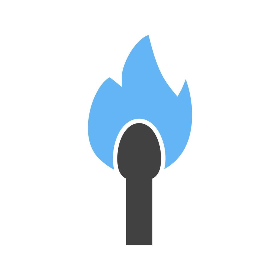 Lit Matchstick Glyph Blue and Black Icon vector