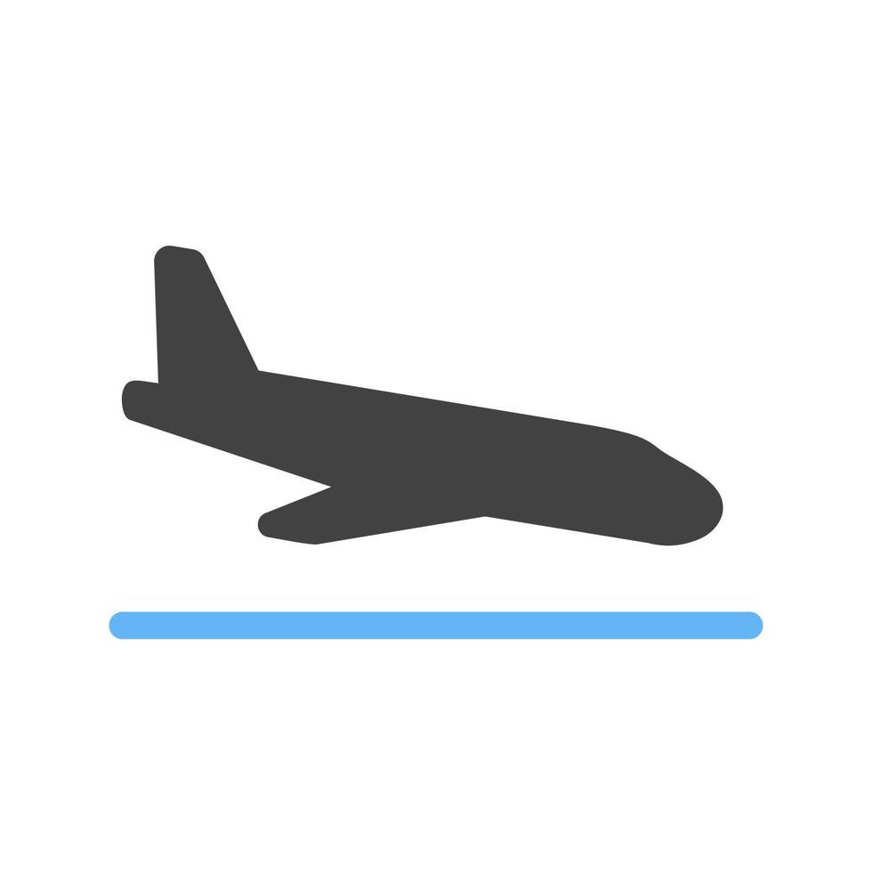 vuelo tierra glifo icono azul y negro vector