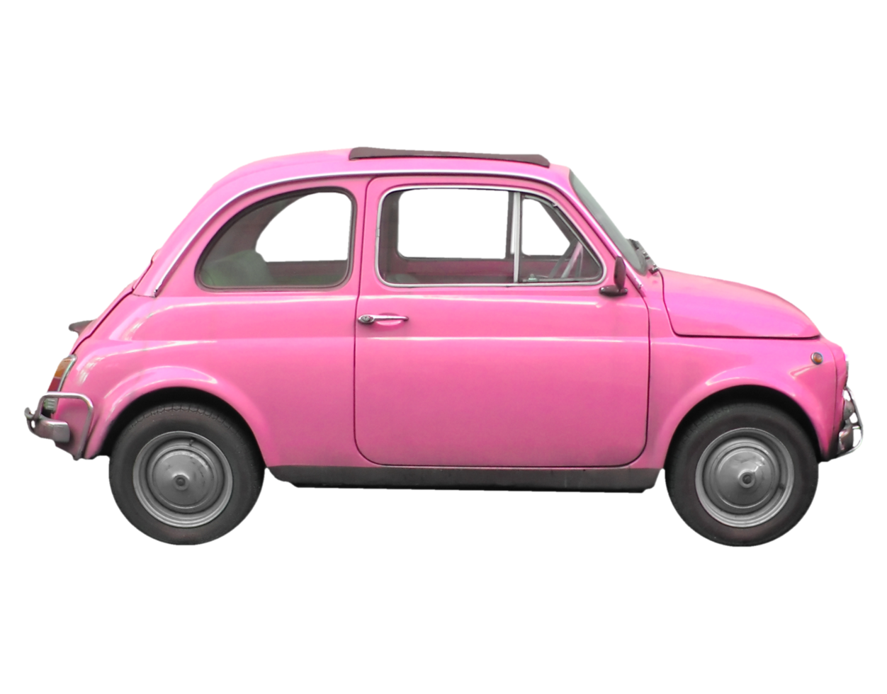 Pink Fiat 500 car transparent PNG