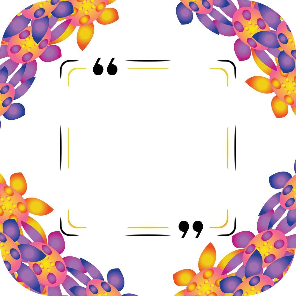 Yellow and Black With Colorful Floral Quote Text Box vector