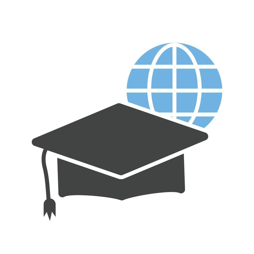 Online Graduation Glyph Blue and Black Icon vector