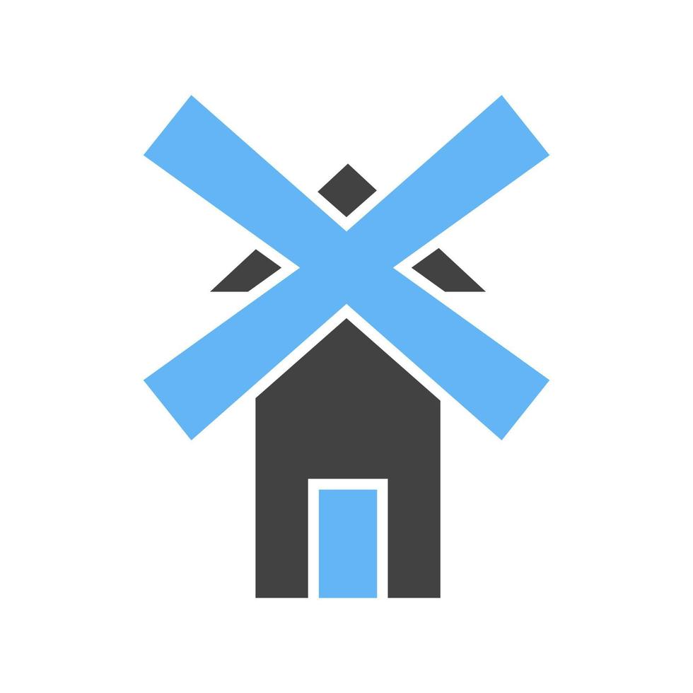 Windmill Glyph Blue and Black Icon vector