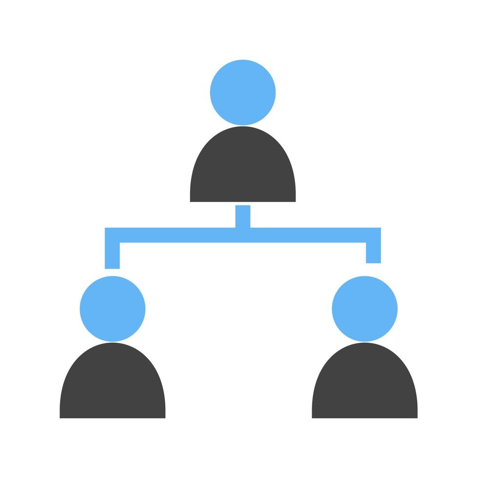 Connected Users II Glyph Blue and Black Icon vector