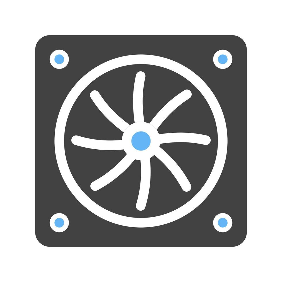 Processor Fan Glyph Blue and Black Icon vector