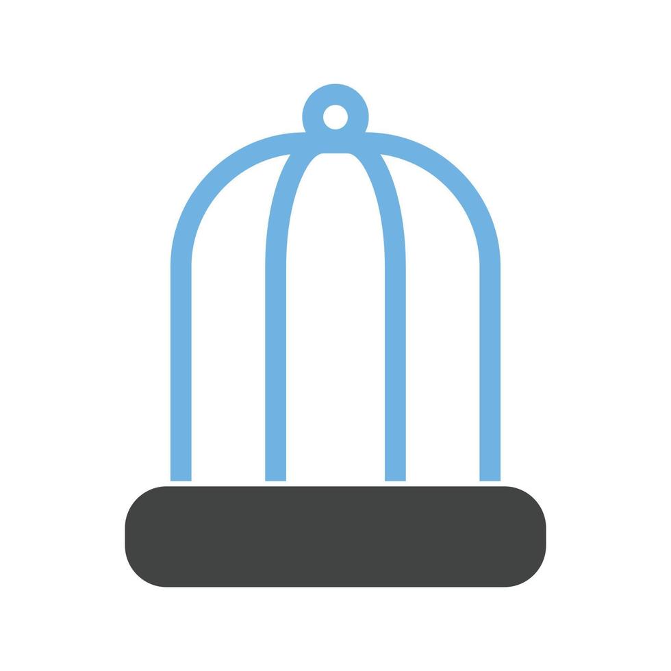 jaula de pájaros glifo icono azul y negro vector