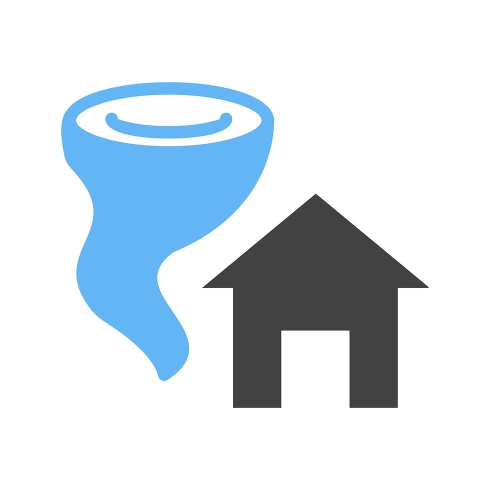 Tornado Hitting House Glyph Blue and Black Icon vector