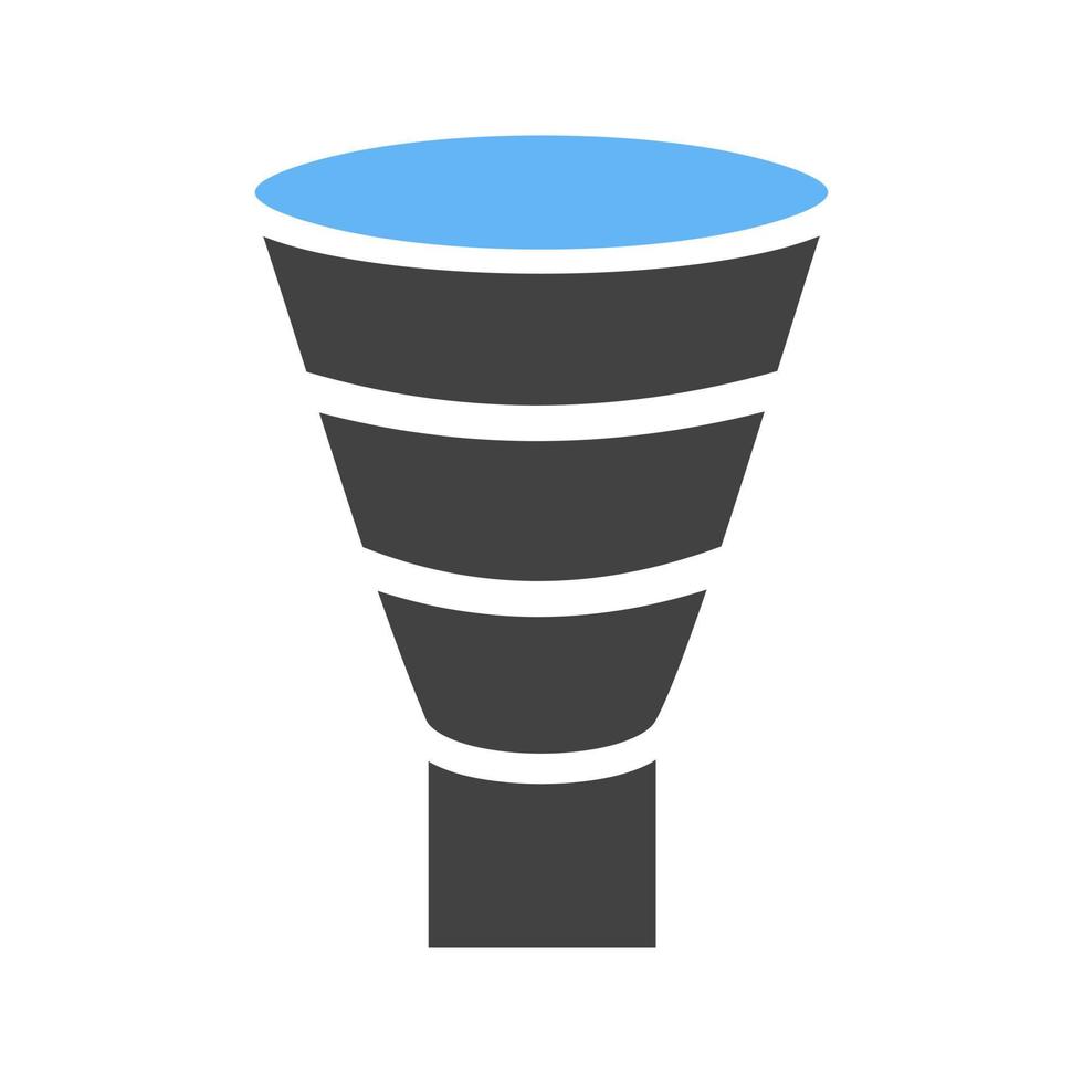 Funnel Chart Glyph Blue and Black Icon vector