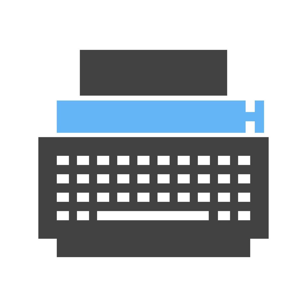 Typewriter Glyph Blue and Black Icon vector