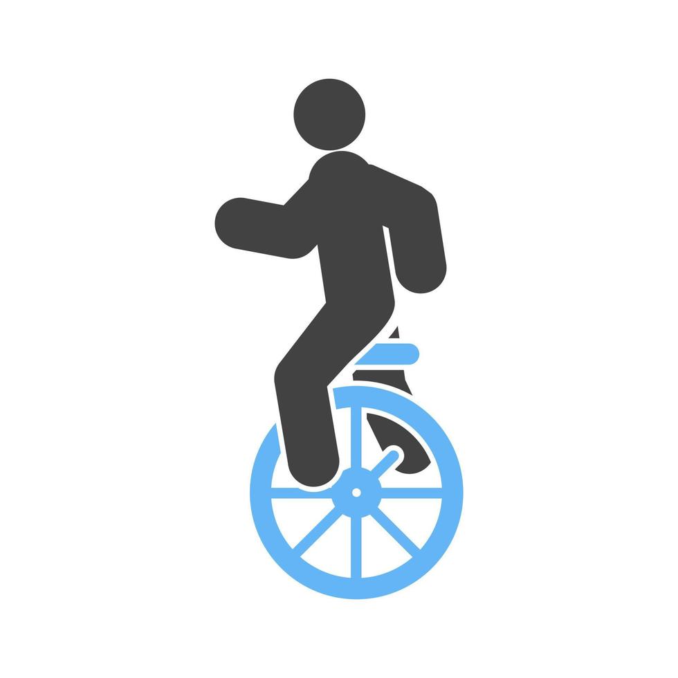 Unicycle Glyph Blue and Black Icon vector