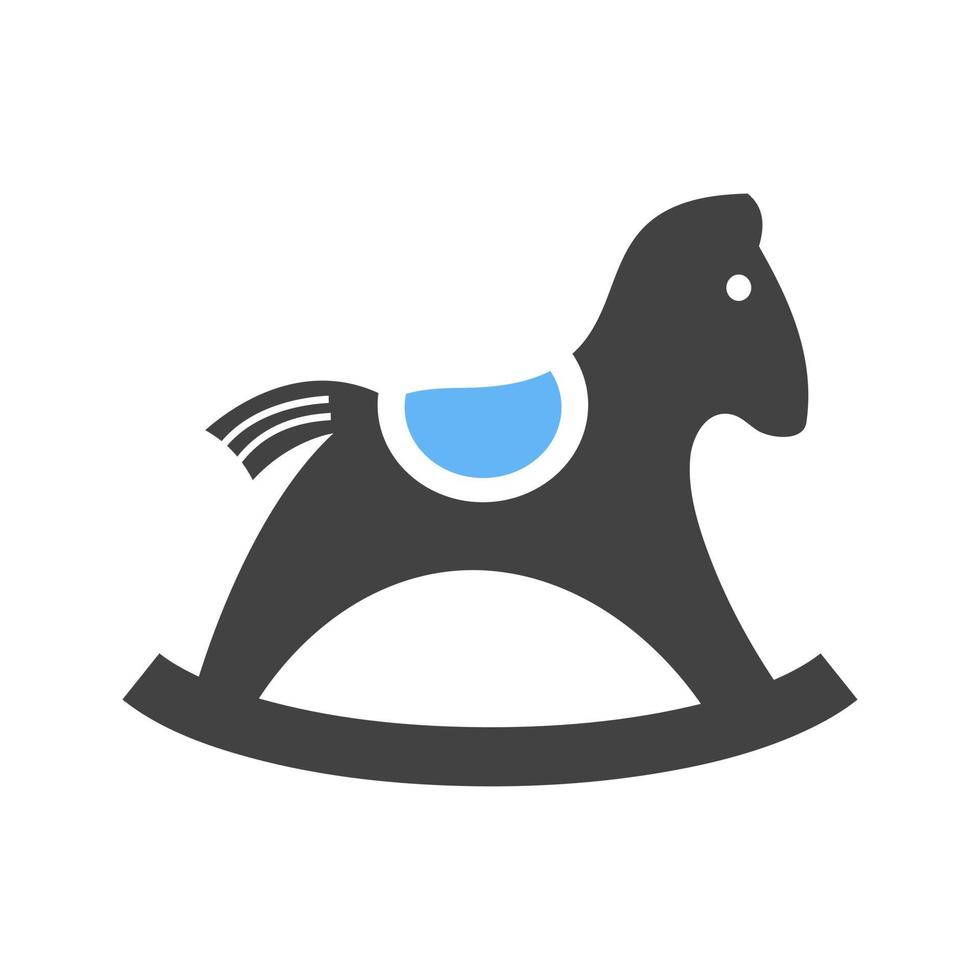 Rocking Horse Glyph Blue and Black Icon vector