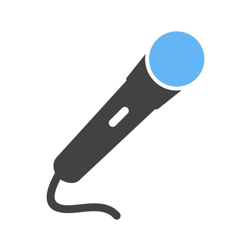 Microphone Glyph Blue and Black Icon vector