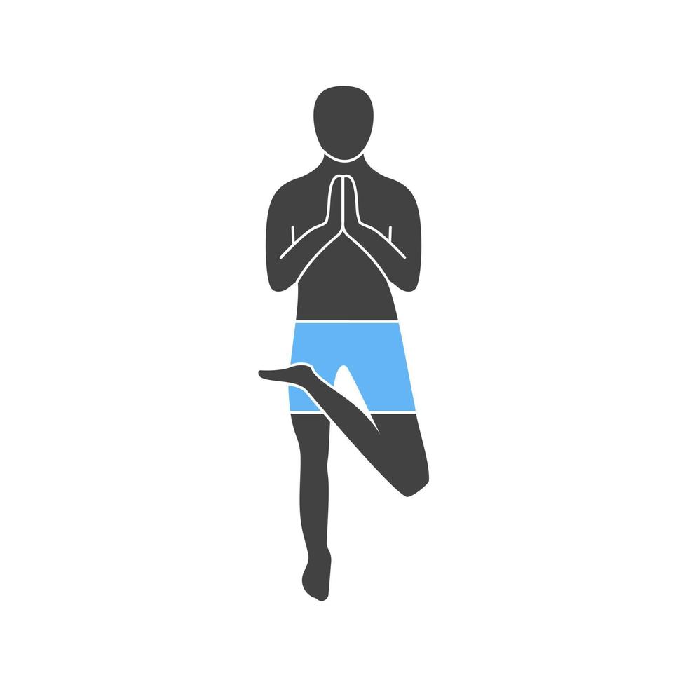 Tree Pose Left Glyph Blue and Black Icon vector