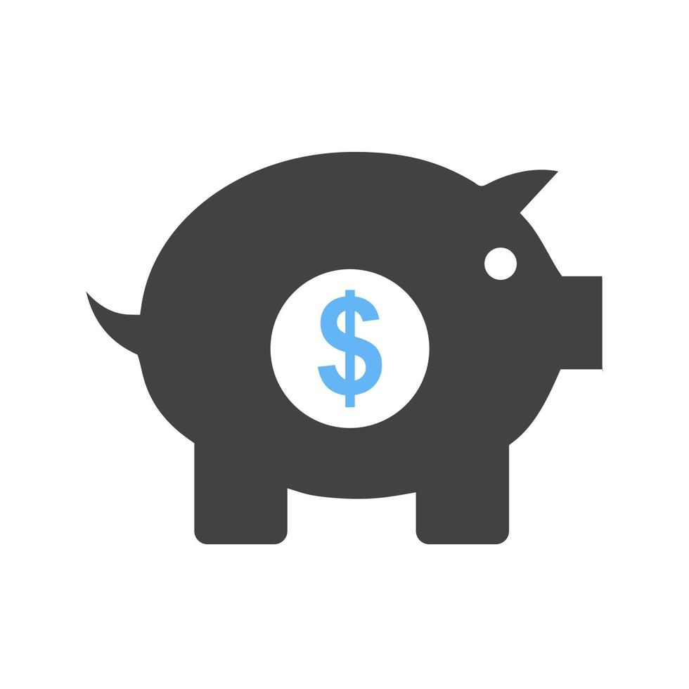 Piggy Bank Glyph Blue and Black Icon vector