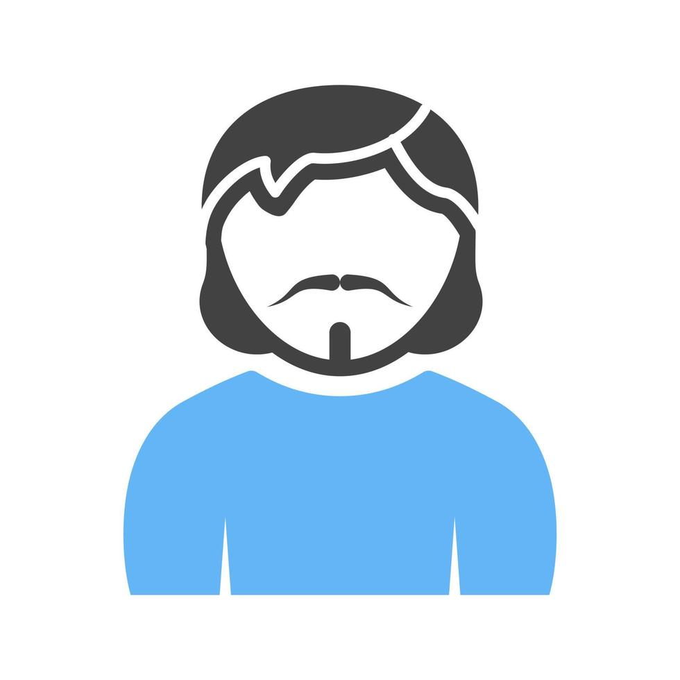 Man in Goatee Glyph Blue and Black Icon vector