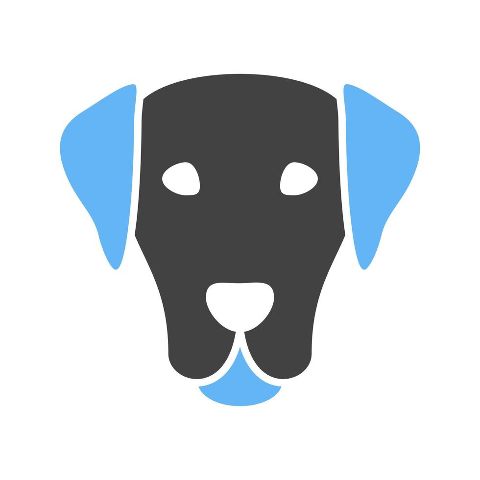 cara de perro glifo icono azul y negro vector