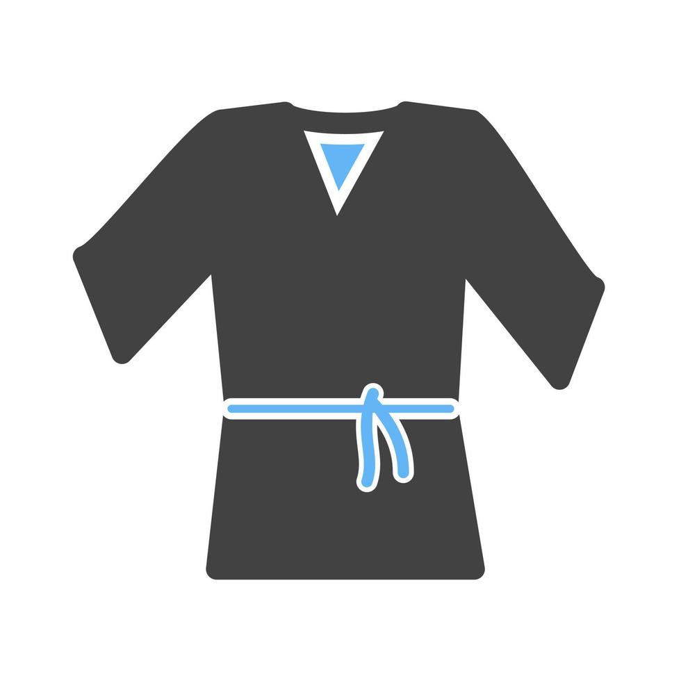 bata de karate glifo icono azul y negro vector