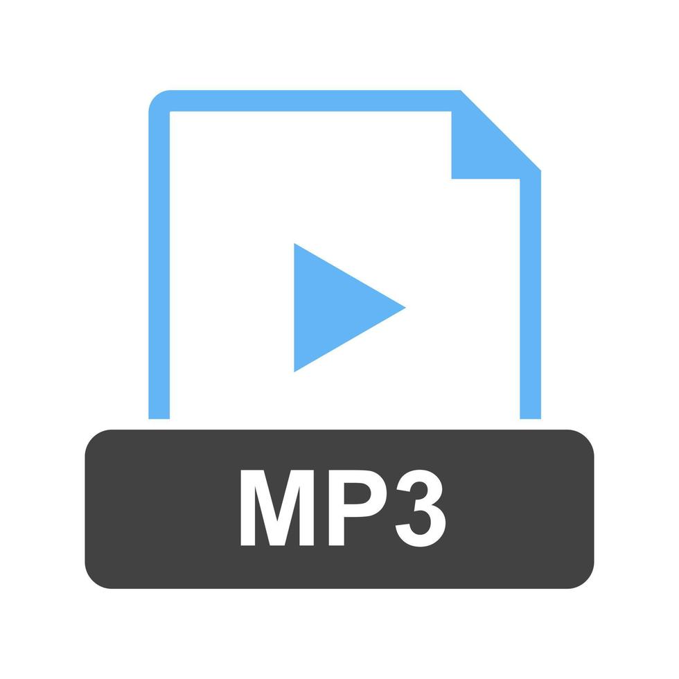 mp3 glifo icono azul y negro vector