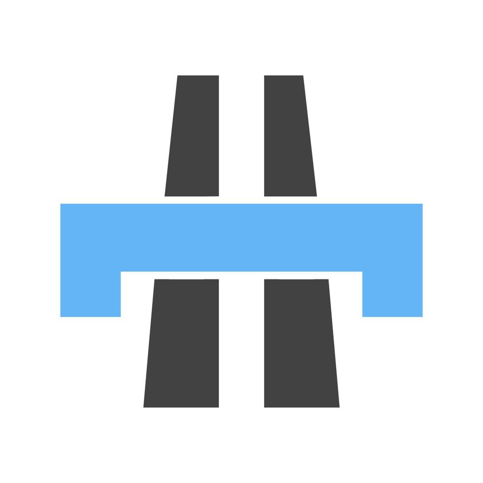 puente glifo icono azul y negro vector