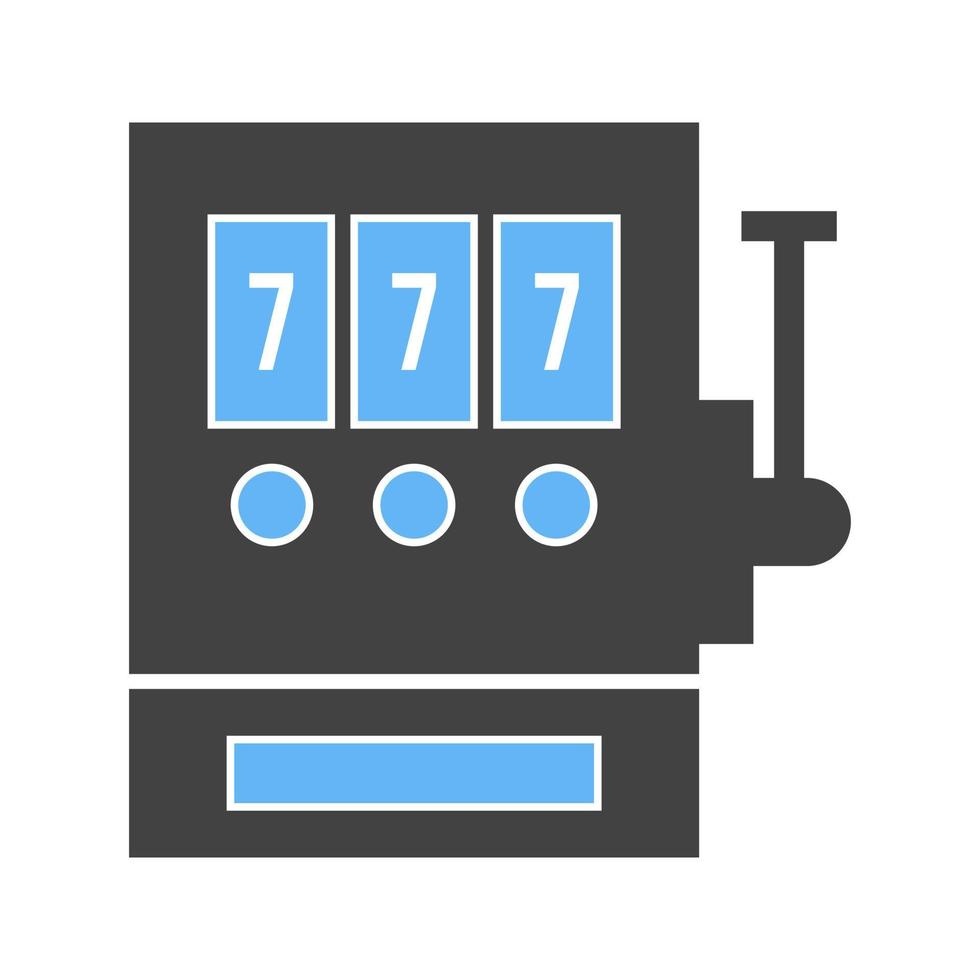 máquina tragamonedas con sietes glifo icono azul y negro vector