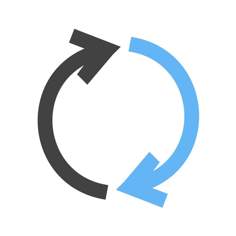 Synchronize Glyph Blue and Black Icon vector