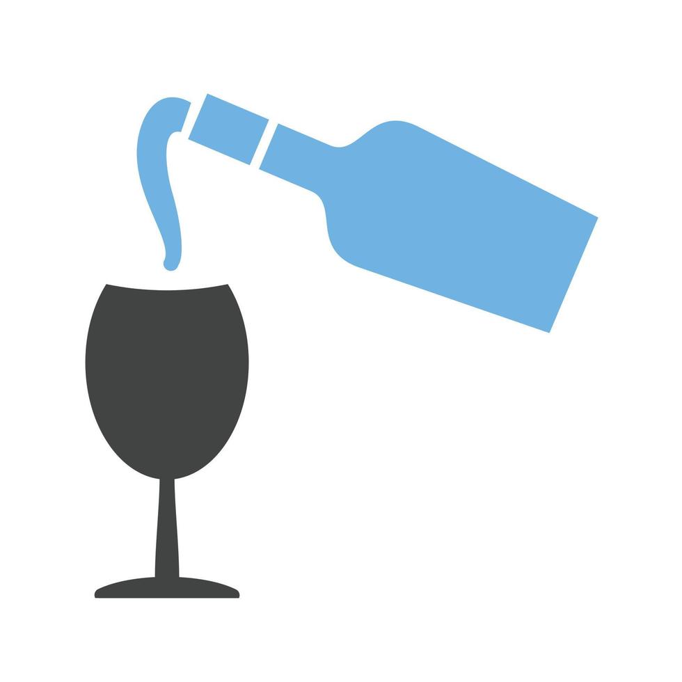 Pour Wine Glyph Blue and Black Icon vector